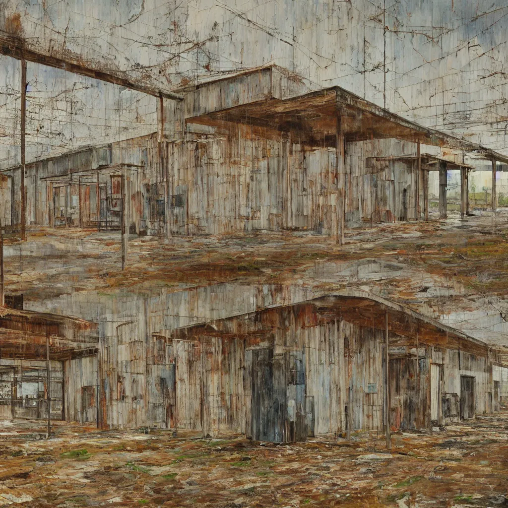 Image similar to an abandoned grocery store in the middle of nowhere by william christenberry, ultra detailed, rainy, beautiful