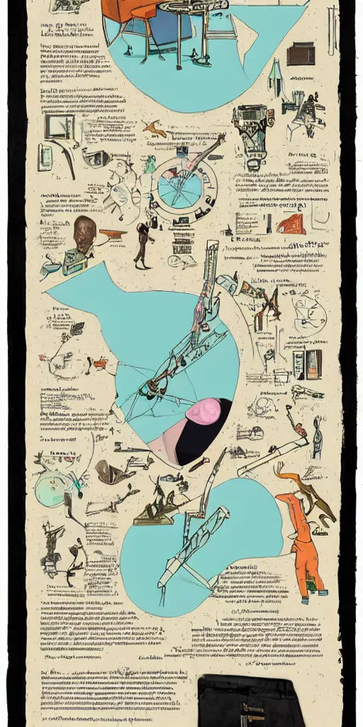 Image similar to anatomy of a bender bending rodriguez, diagrams, map, marginalia, sketchbook, old script, inhabited initials, pastel infographic by Wes Anderson and victo ngai