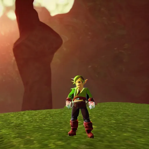 Image similar to character screenshot of dana white, npc, ocarina of time, field, 3 6 0 p, bokeh, legend of zelda, detailed, dialog text