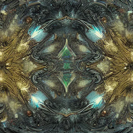 Prompt: ultra resolution of baroque mandelbulb with fine details and otherworldly intensity