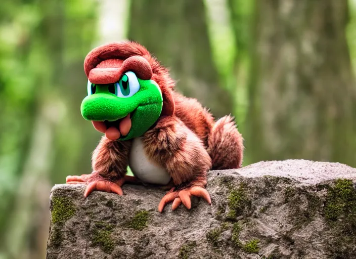 Image similar to wildlife photo of real life yoshi in the wild, 8 k, 8 5 mm f 5. 6