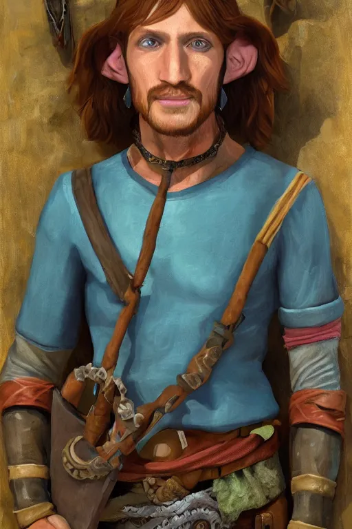 Prompt: Beedle from Zelda oil on canvas, intricate, portrait, 8k highly professionally detailed, HDR, CGsociety