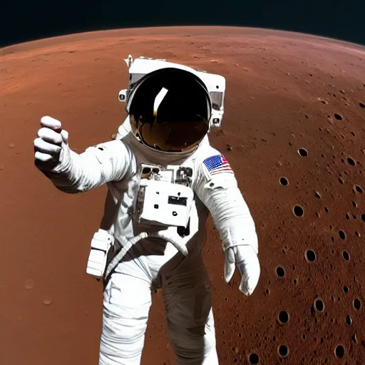 Image similar to astronaut taking a selfie on mars, hd, high detailed,