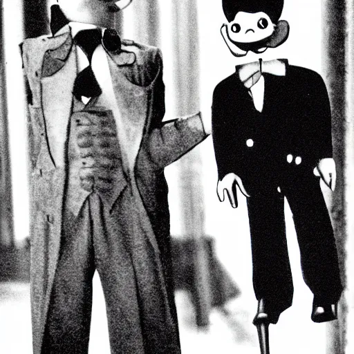 Image similar to pinocchio as a 1 9 3 0 s gangster