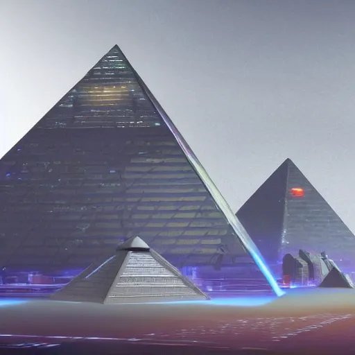 Image similar to Futuristic cyberpunk pyramids