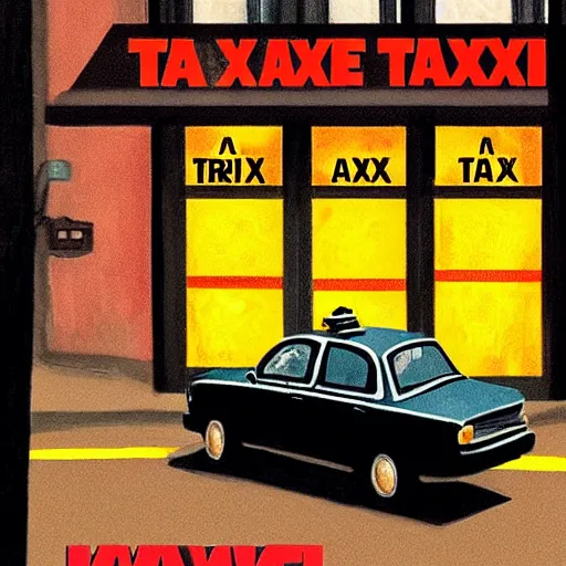 Prompt: taxi driver, a movie by martin scorsese, in a style of edward hopper