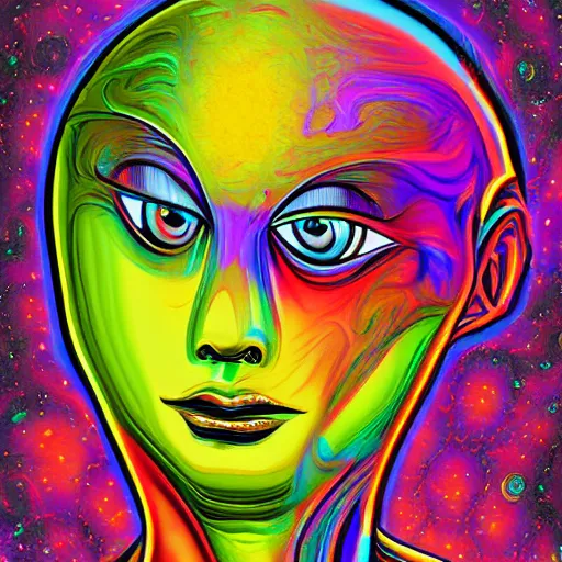 Image similar to 👽 🤖 psychedelic style, surreal, digital painting