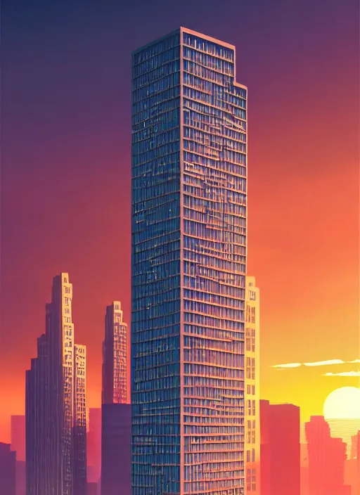 Prompt: highrise buildings, sunset, scenery wallpaper aesthetic, closeup view, beautiful, cinematic, dramatic, super detailed and intricate, hyper realistic, 4 k render, by koson ohara, by darwyn cooke