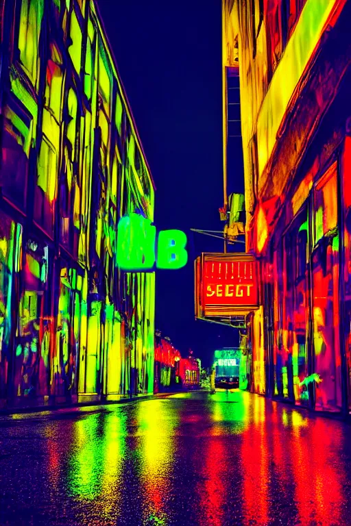 Image similar to neon streets of berlin, 4 k, award winning photo