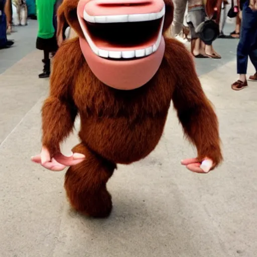 Prompt: donkey kong as a real person