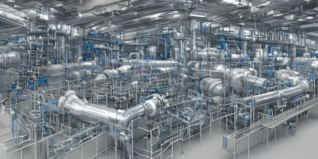 Image similar to a beautiful futuristic hyper realistic oil pipes processing plant