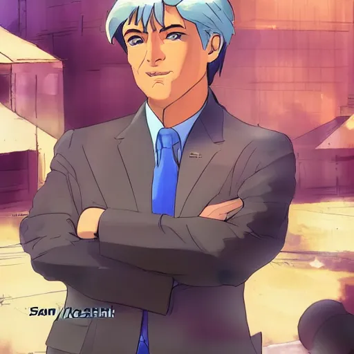 Image similar to sean hannity runs fox news ， by makoto shinkai