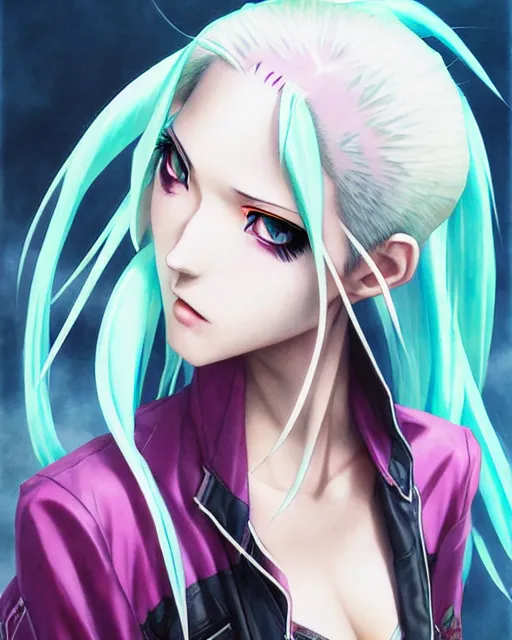 Image similar to portrait Anime jinx from league of legends grunge punk sharp fine-face, pretty face, realistic shaded Perfect face, fine details. Anime. Grunge realistic shaded lighting by katsuhiro otomo ghost-in-the-shell, magali villeneuve, artgerm, rutkowski Jeremy Lipkin and Giuseppe Dangelico Pino and Michael Garmash and Rob Rey
