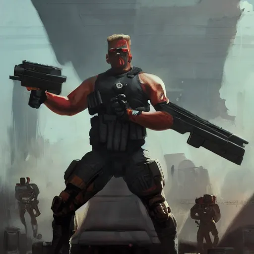 Image similar to duke nukem salute psa video, artstation, greg rutkowski