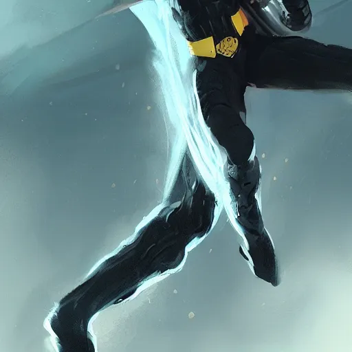 Image similar to a hero named rope man, his suit is black and blue and he has a bat like wing suit under it, mystic, concept art, artstation, greg rutkowski, reference sheet