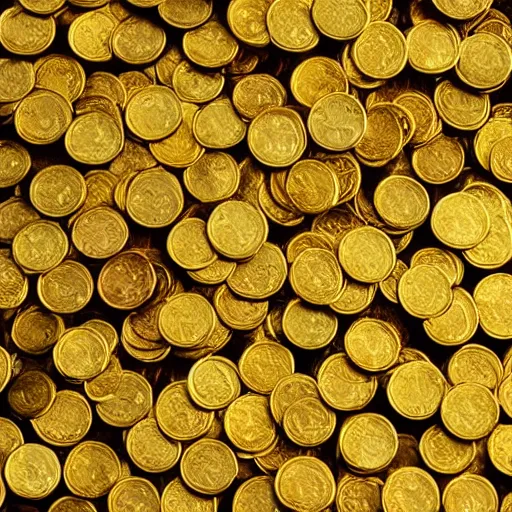 Prompt: photorealistic photograph of big vault full of gold coins