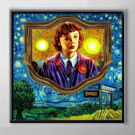 Prompt: stranger things in the style of van gogh