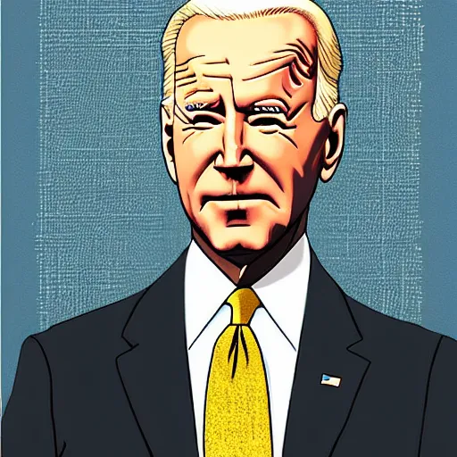 Prompt: A fine lace portrait of Joe Biden