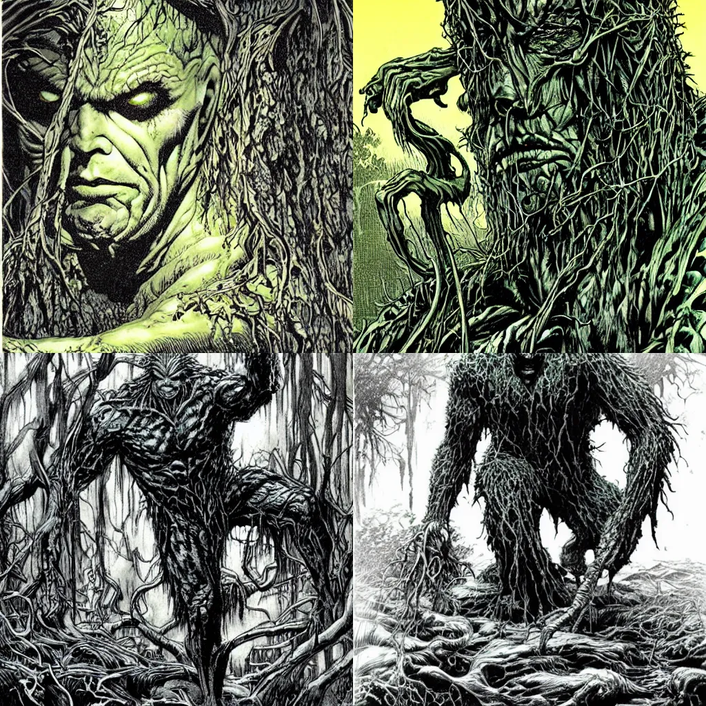 Prompt: The Swamp Thing by Bernie Wrightson
