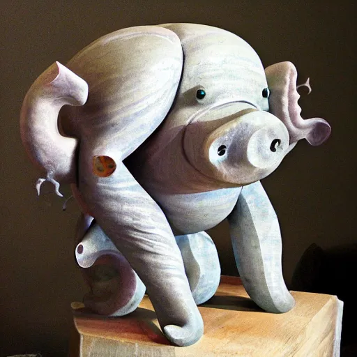 Image similar to sculpture of a pig - octopus, work in progress, neo - expressionism