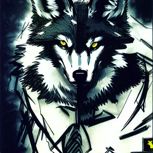 Image similar to an anthro wolf, Yoji Shinkawa