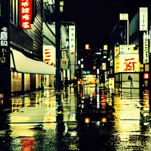 Prompt: rainy night in tokyo