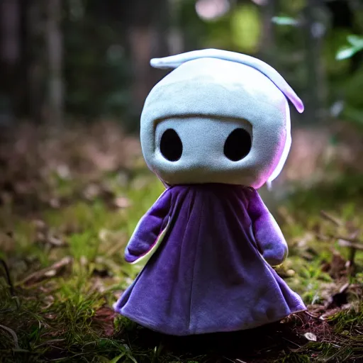 Image similar to cute fumo plush wraith girl lit by a flashlight, grainy found footage, trail cam footage, bokeh f / 2. 5, vray