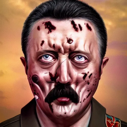 Prompt: igor ivanovich strelkov became bloody ugly worm, photo - realistic, color image, 2 k, highly detailed, bodyhorror, occult art