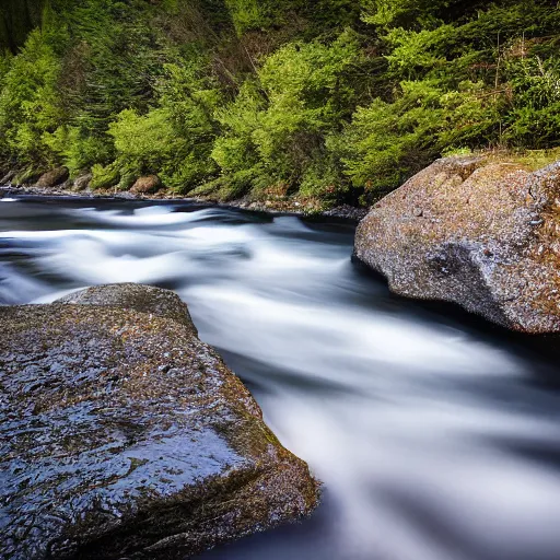 Image similar to starry nigh, salmon jumping out of a river