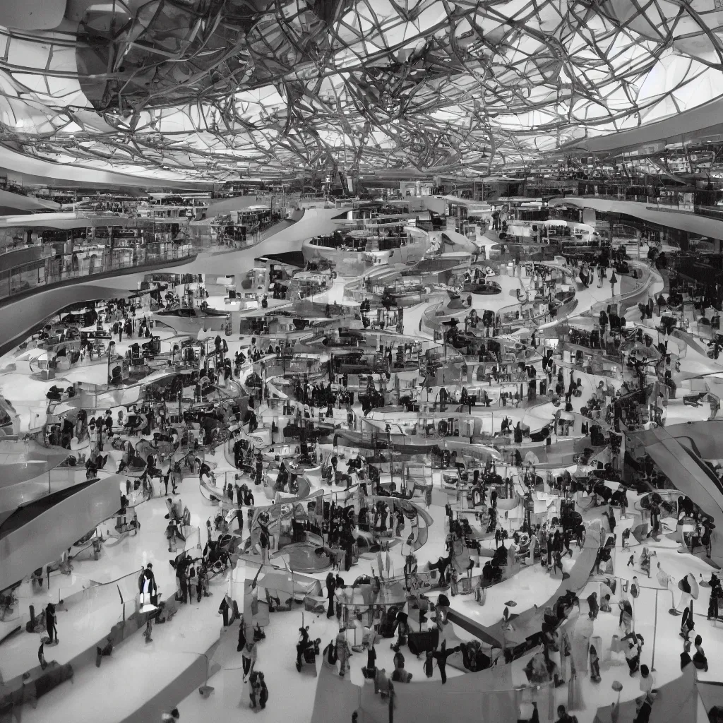 Image similar to an airport lounge designed by hr giger ( style : 3 5 mm lens camera )