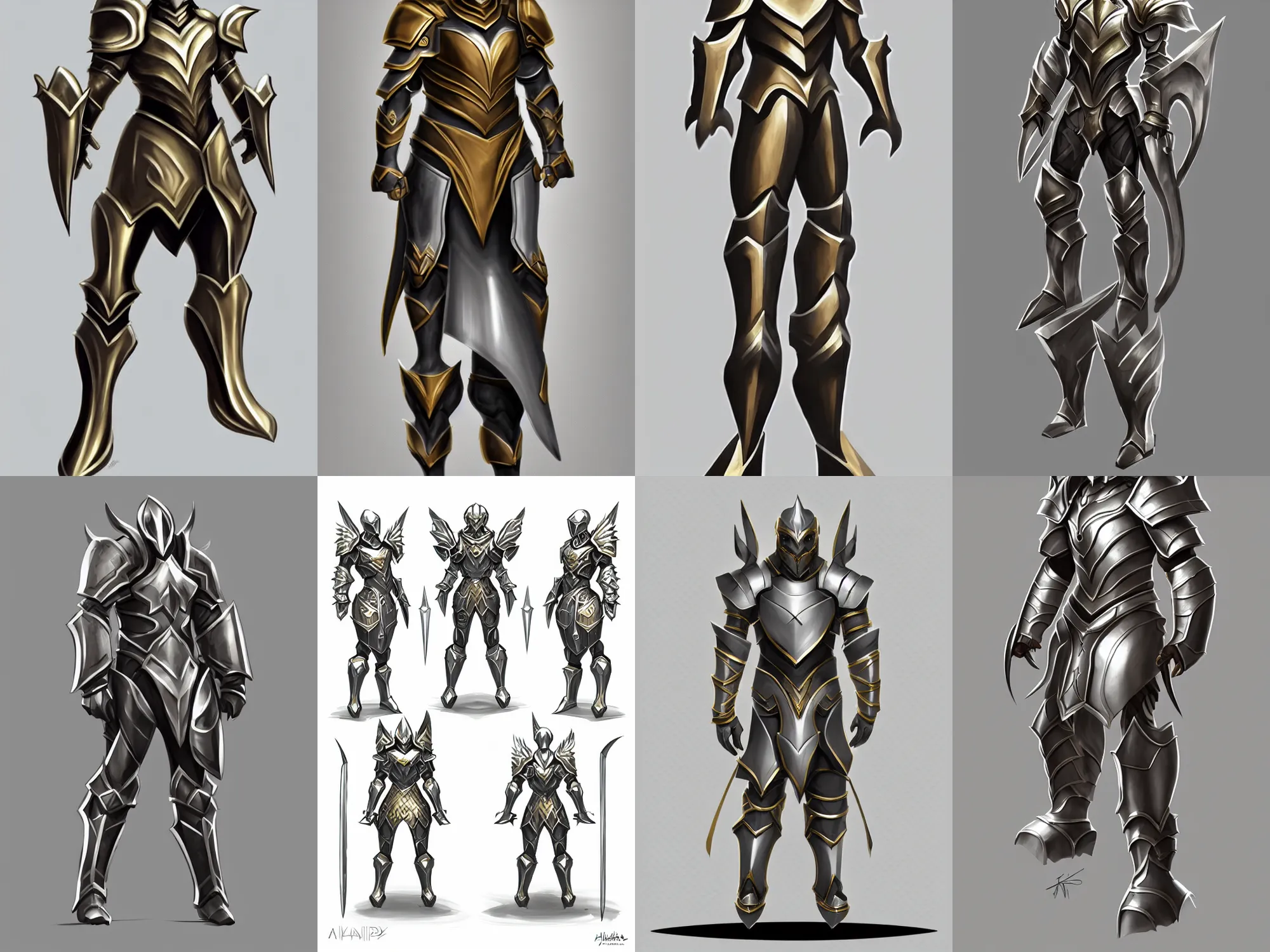 legendary armor, black with gold trim, extremely, Stable Diffusion