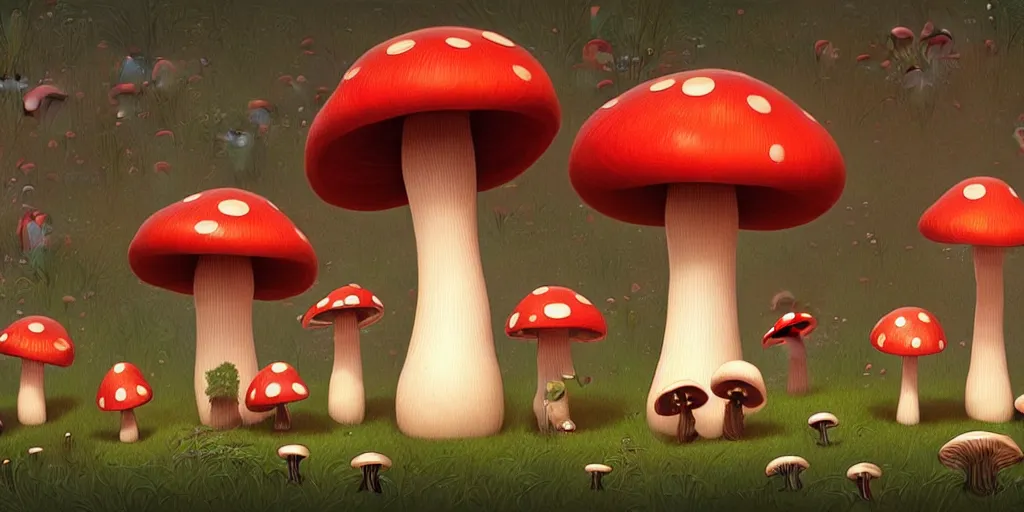 Image similar to 360 degree equirectangular, anthropomorphic mushroom family portrait, Art Deco nature, fantasy, Pixar cute character design, intricate art deco mushroom patterns, elegant, sharp focus, art by Artgerm and beeple and Greg Rutkowski and WLOP, 360 degree equirectangular, 360 monoscopic equirectangular