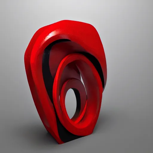 Prompt: one abstract sculpture, solid colors using only red and black, pure white background, intricate details, unreal engine - n 2 0