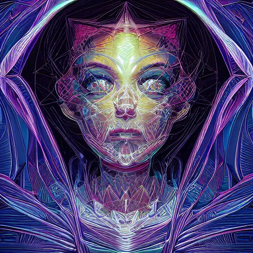 Image similar to beautiful portrait of intelligence of science, spatial space deformation in latent space, math art, astral plane, by artgerm and dan mumford and gustave dore