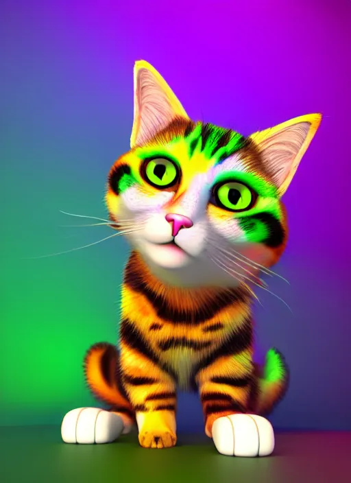 Image similar to magical tricolor cat studio ghilbi style render