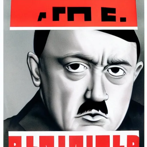 Image similar to a 1 9 9 0 s promotional poster for hitler as a character in a sitcom