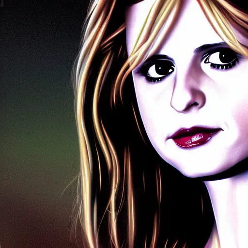 Image similar to sarah michelle gellar, buffy the vampire slayer digital art, in the style of jo chen