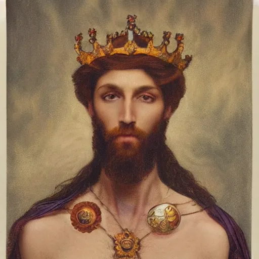 Image similar to Pre-Raphaelite male portrait crown chakra third eye