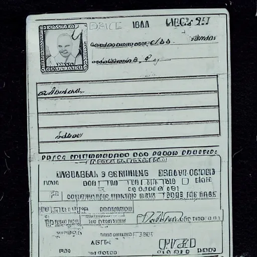 Image similar to driver's license, scanned image, black and white