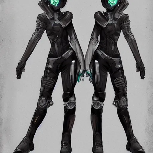 Image similar to rogue armor set in cyberpunk, female, concept art