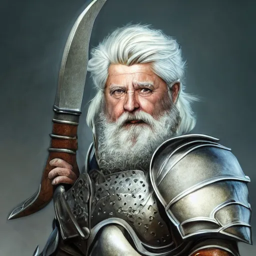 Image similar to a masterpiece ultrarealistic ultradetailed portrait of full armored magic knight strong bearded white haired man with giant axe baroque renaissance. wide angle, intricate, elegant, by stanley artgerm lau, wlop, rossdraws, james jean, andrei riabovitchev, marc simonetti, background by james jean, light by julie bell, porcelain skin. global illumination. vfx