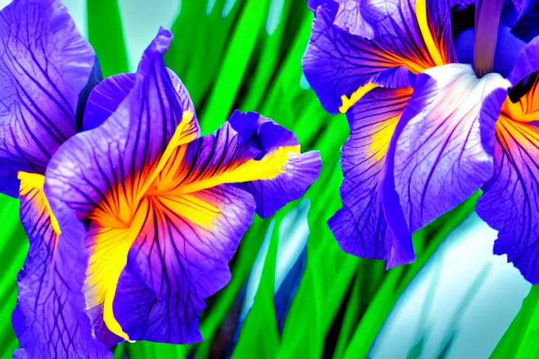 Prompt: iris flower on fire photo