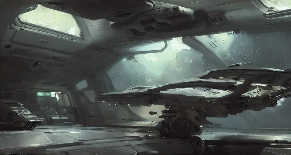 Prompt: spaceship, by jeremy mann, darek zabrocki.