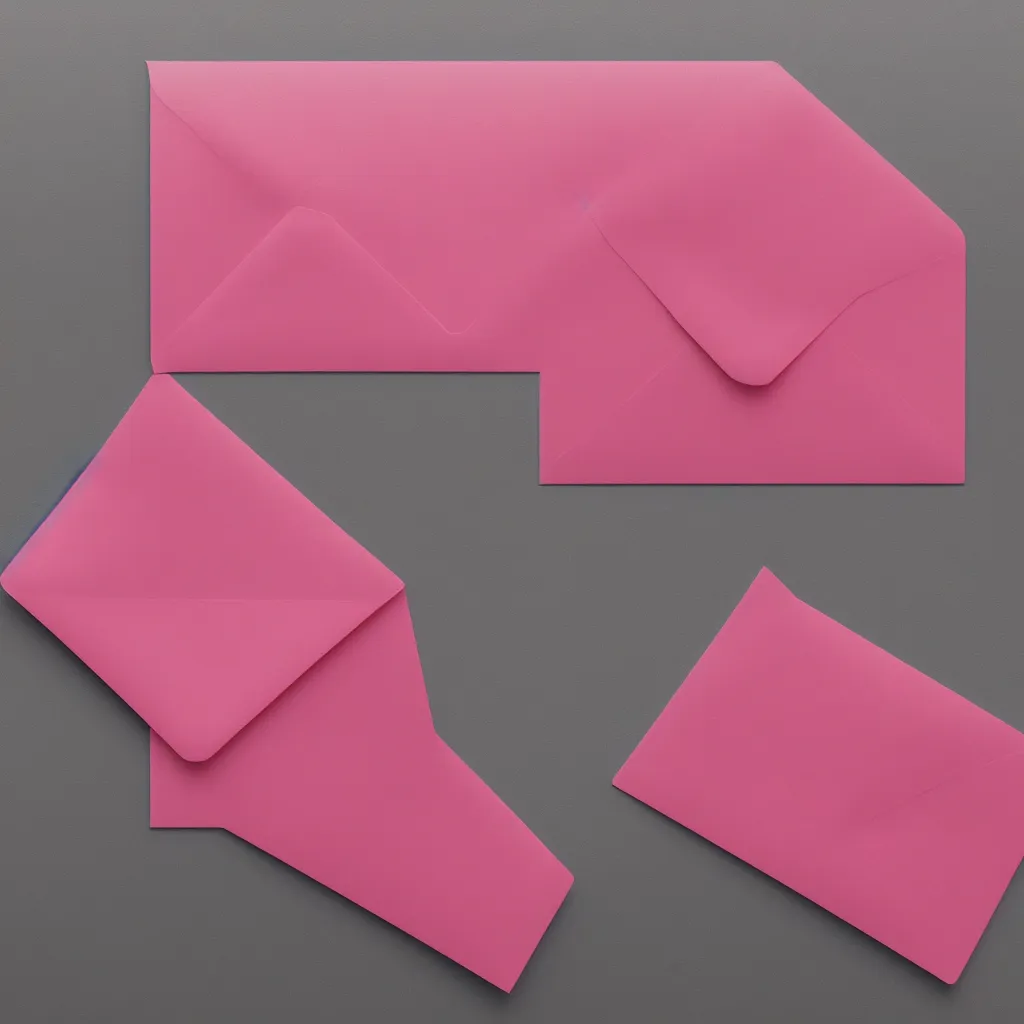 Prompt: top-down view of an envelope on top of a pink surface, 8k, high detail, photorealistic, proper shading