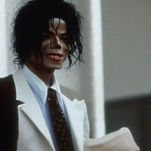 Prompt: a cinematic film still of Michael Jackson starring as a preacher in rural texas, portrait, candid photograph, 1992, shallow depth of field, 40mm
