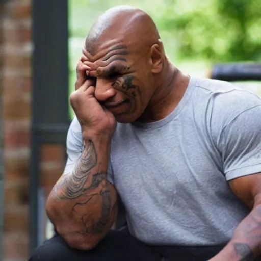 Image similar to mike tyson is talking to an older, grey haired person over the phone, who appears to be a friend of his. mike is telling him that he is angry at the world, and he hates the way he is doing life.