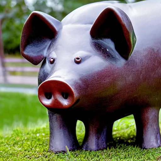 Prompt: photo of a pig statue 4 k, ultra hd