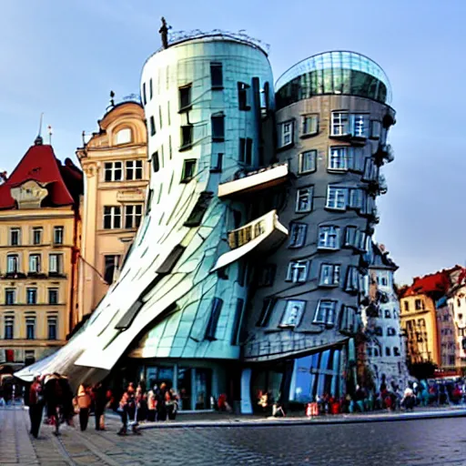 Prompt: dancing house, czech republic