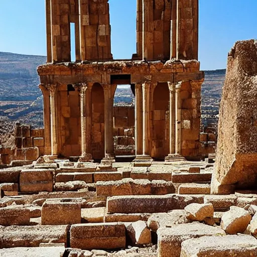 Image similar to Baalbeck ruins, temple, monument, realistic