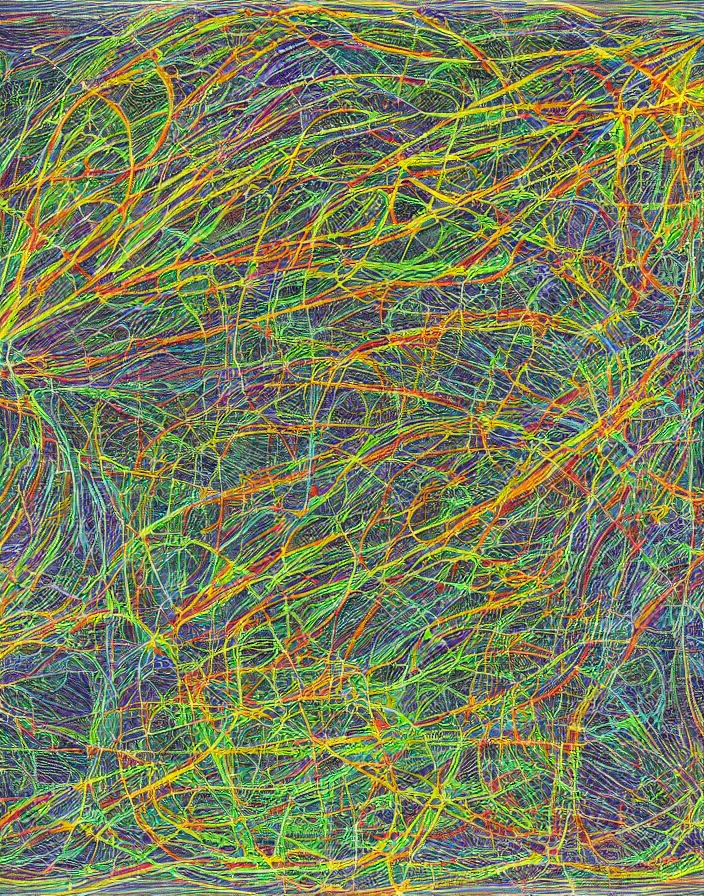 Prompt: hyper detailed industraial & utility flow field neural path by affandi